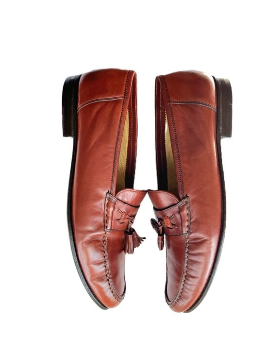 Santoni Men’s Brown Leather Tassel Loafers | Size 11.5 D | Made in Italy main image 14